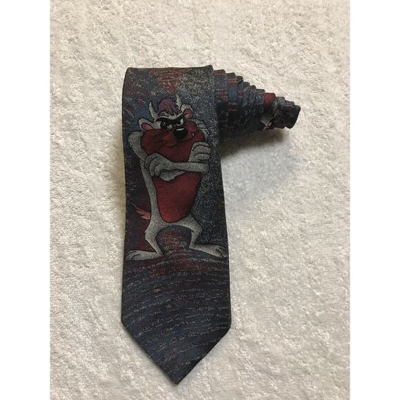 Looney Tunes Taz Tazmanian Devil Cartoon Polyester Vintage Novelty Tie Necktie - Picture 1 of 6